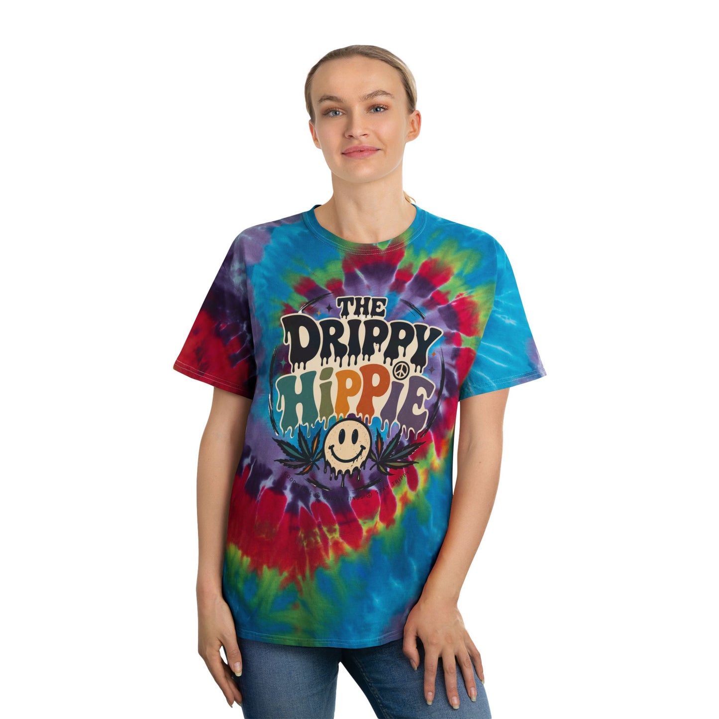 Drippy Hippie Spiral Tie-Dye Tee – Retro Smiley Graphic T-Shirt