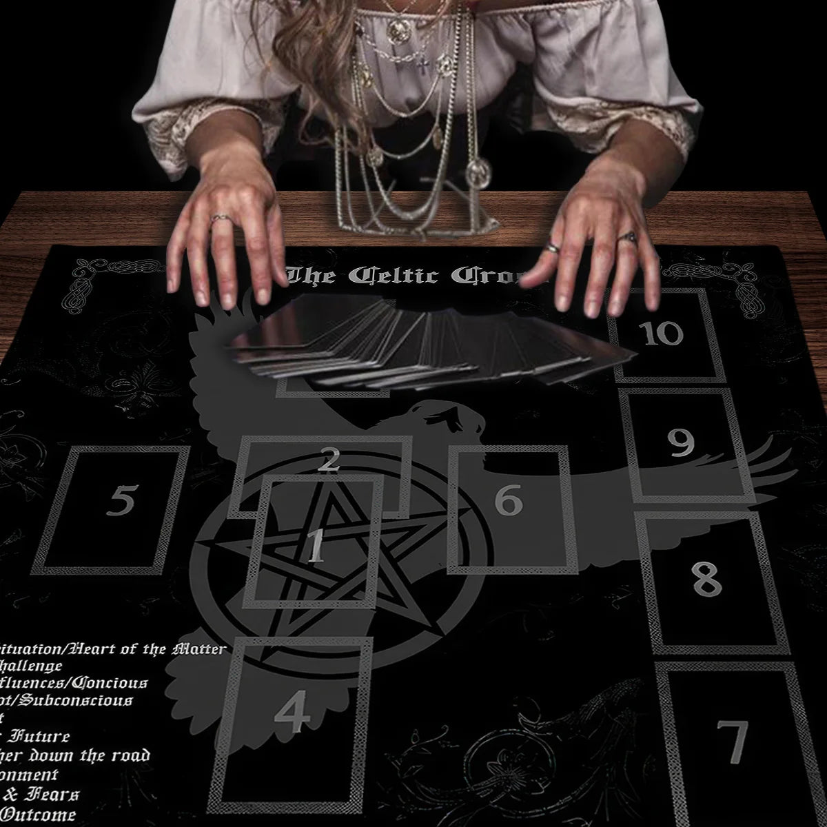 Celtic Cross Altar Cloth Tarot Card Table Cloth Witch Moon Divination Table Cover For Tarot Mat Witchy Gifts Decor Card Pad