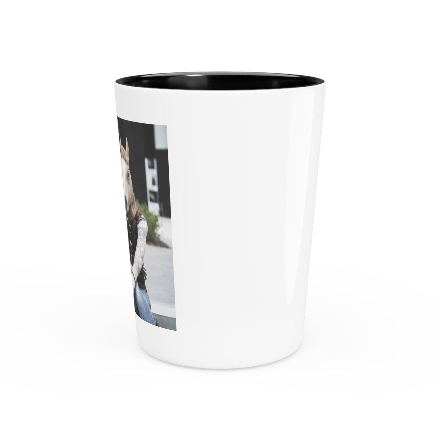 Novelty Shot Glass — Couple Wearing Rabbit & Horse Masks Photo