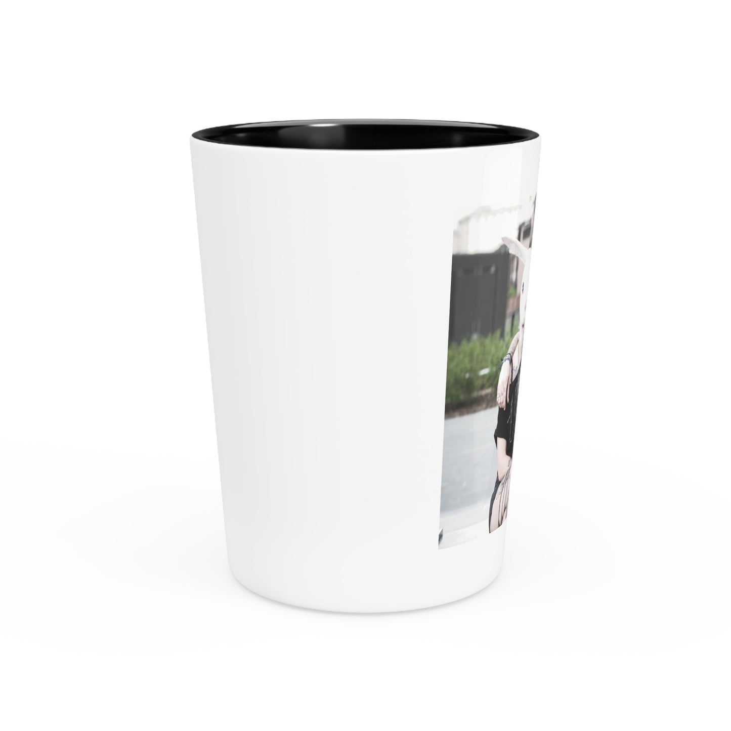 Novelty Shot Glass — Couple Wearing Rabbit & Horse Masks Photo