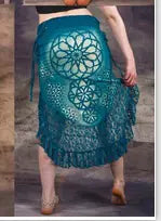 Digitally Printed Irregular Lace Stitching Skirt