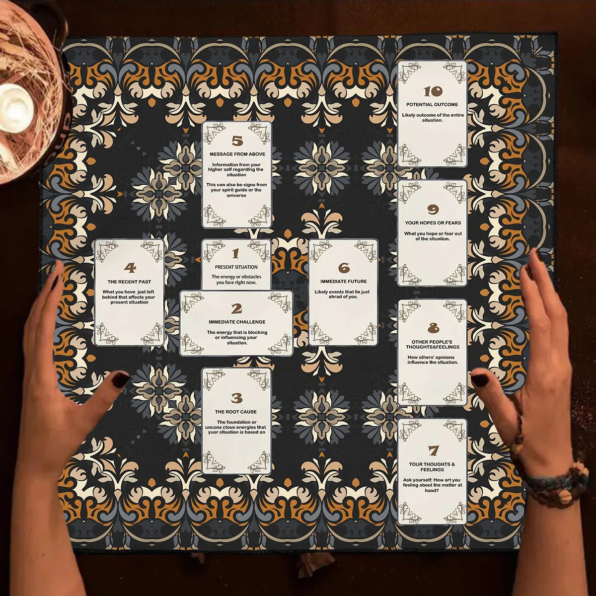 Celtic Cross Altar Cloth Tarot Card Table Cloth Witch Moon Divination Table Cover For Tarot Mat Witchy Gifts Decor Card Pad