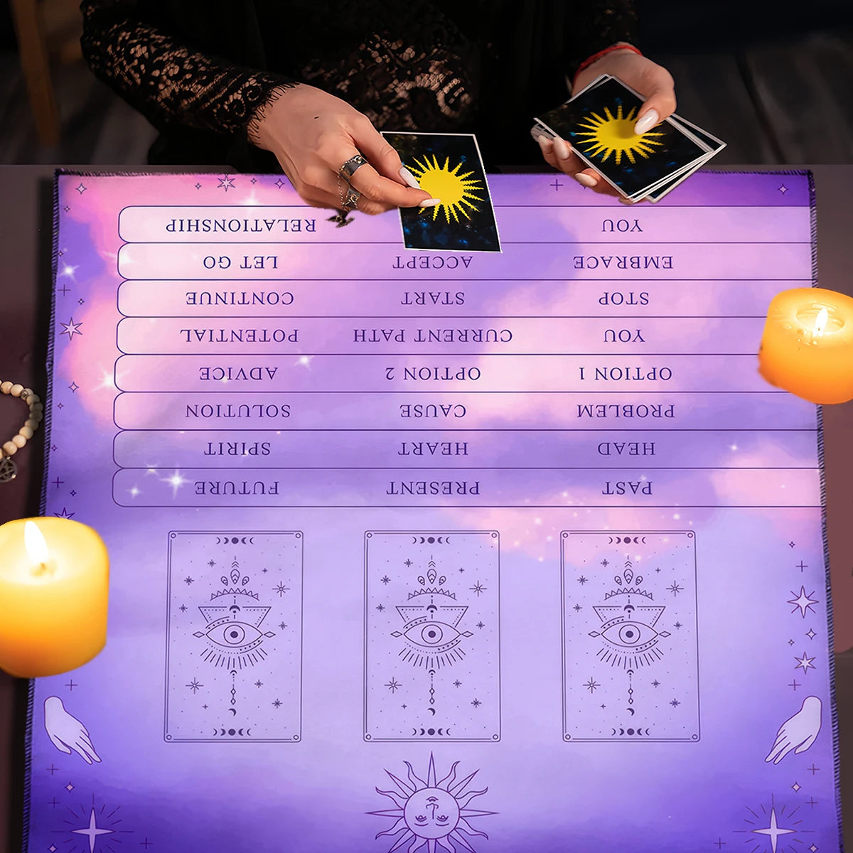 Celtic Cross Altar Cloth Tarot Card Table Cloth Witch Moon Divination Table Cover For Tarot Mat Witchy Gifts Decor Card Pad