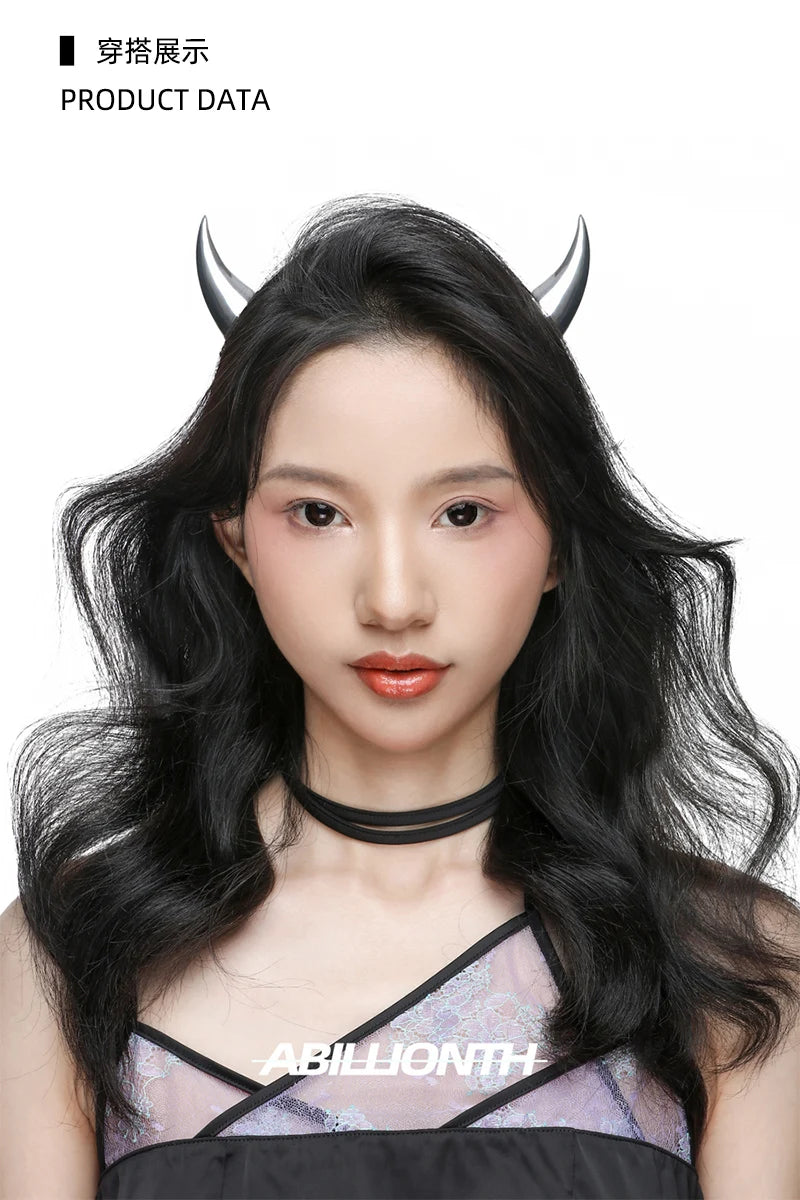 Punk HipHop Demon's Horn Metal Headband Hairpins Lucifer Anime Design For Women Men Girls Jewelry Accessories