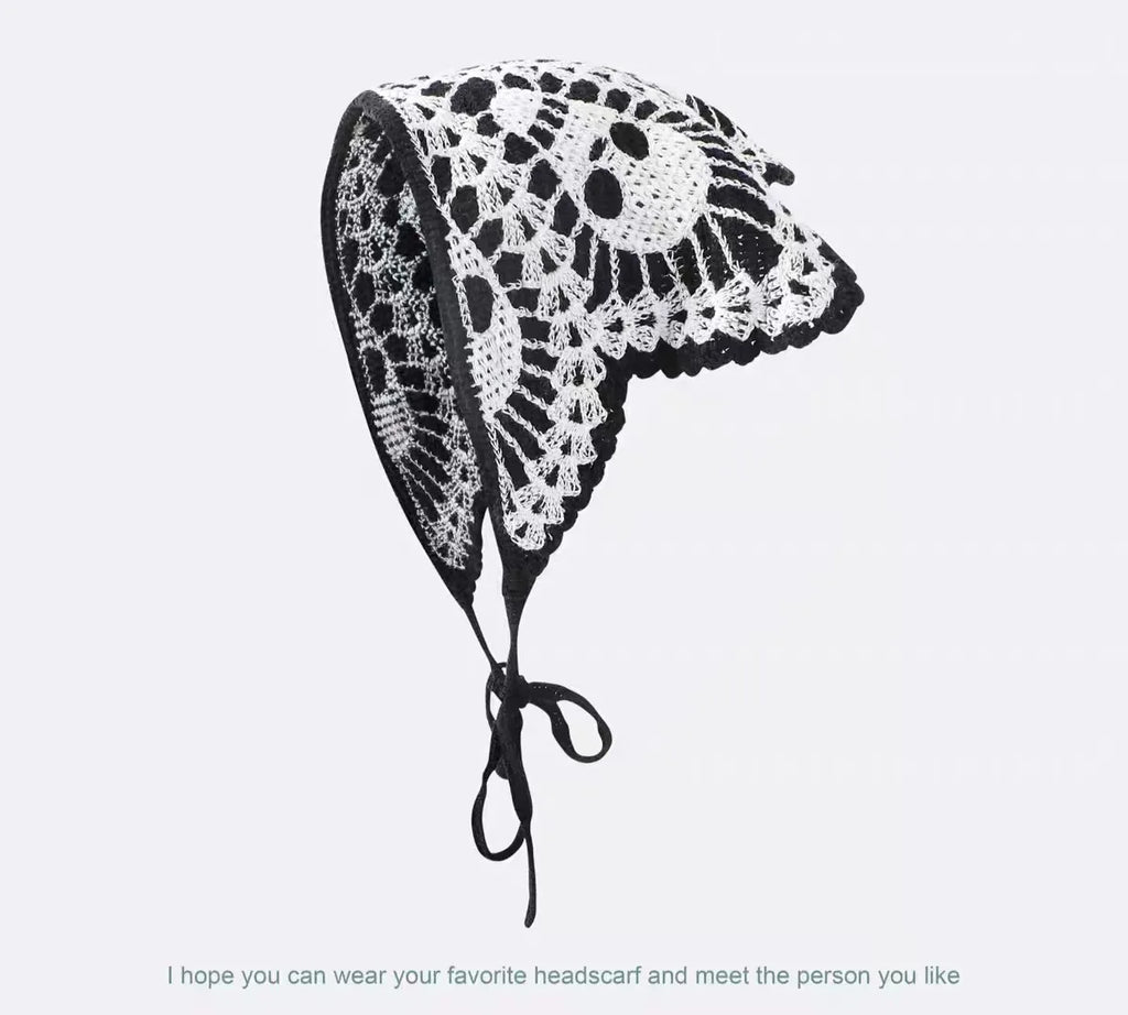 New Bat Halloween Bag Headscarf Hat Knitted Cotton Triangle Scarf Skull Spide Headband Headgear Women Girl All Saints Day Gift