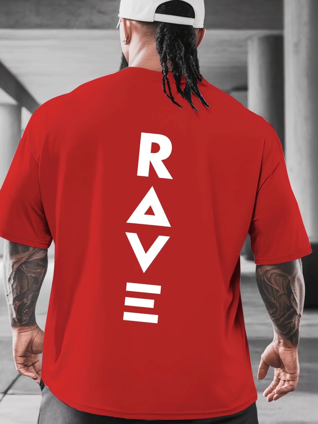 RAVE letter Men's T Shirt Fitness Sports Cotton Tee Casual Oversized O-Neck Summer Spring Loose Top Streetwear Trendy O-Neck Top