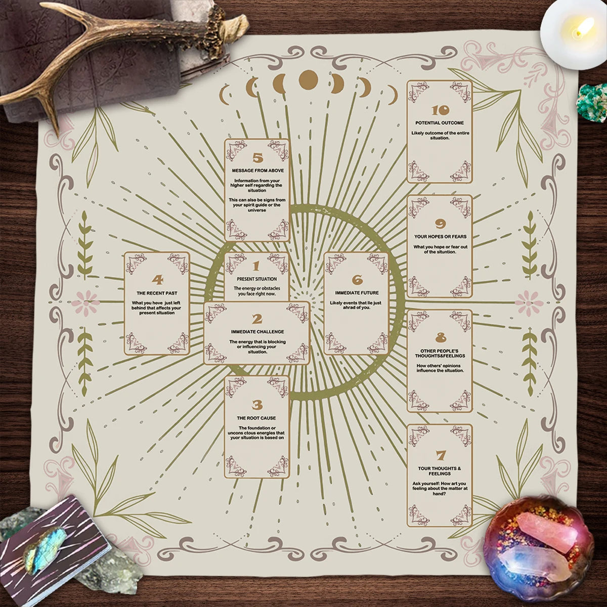 Celtic Cross Altar Cloth Tarot Card Table Cloth Witch Moon Divination Table Cover For Tarot Mat Witchy Gifts Decor Card Pad
