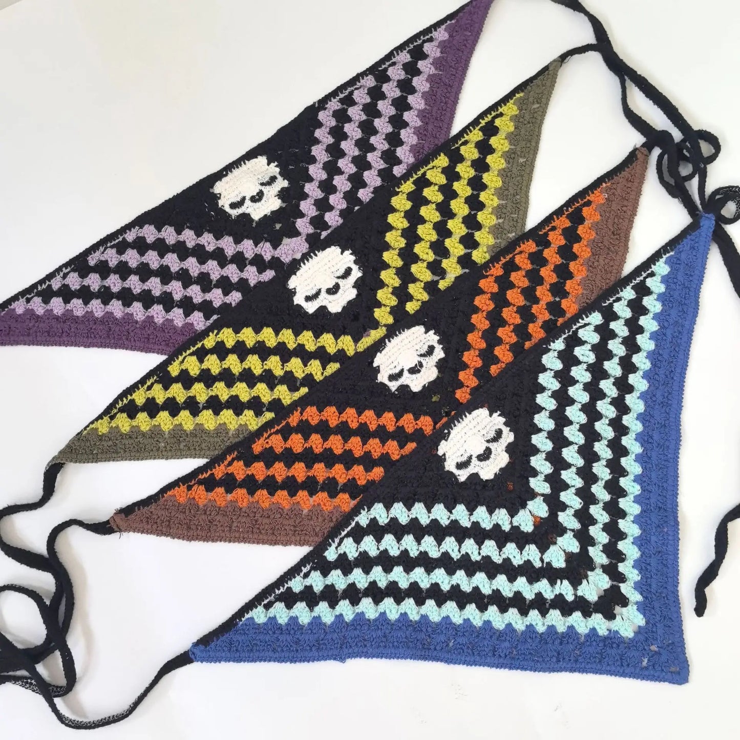 New Bat Halloween Bag Headscarf Hat Knitted Cotton Triangle Scarf Skull Spide Headband Headgear Women Girl All Saints Day Gift
