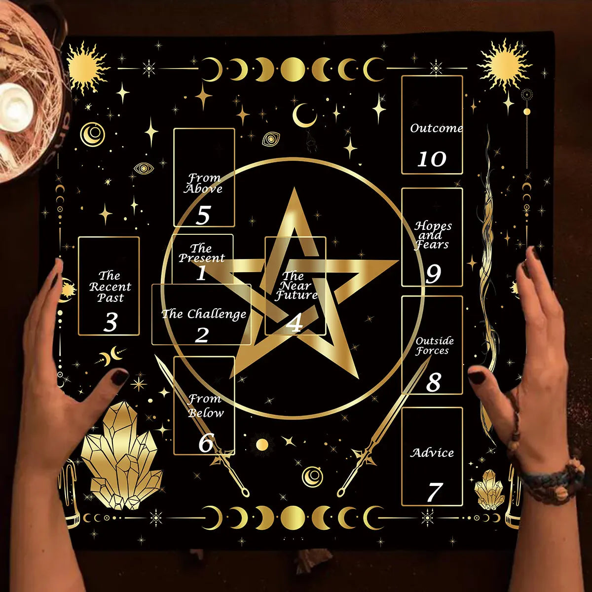 Celtic Cross Altar Cloth Tarot Card Table Cloth Witch Moon Divination Table Cover For Tarot Mat Witchy Gifts Decor Card Pad
