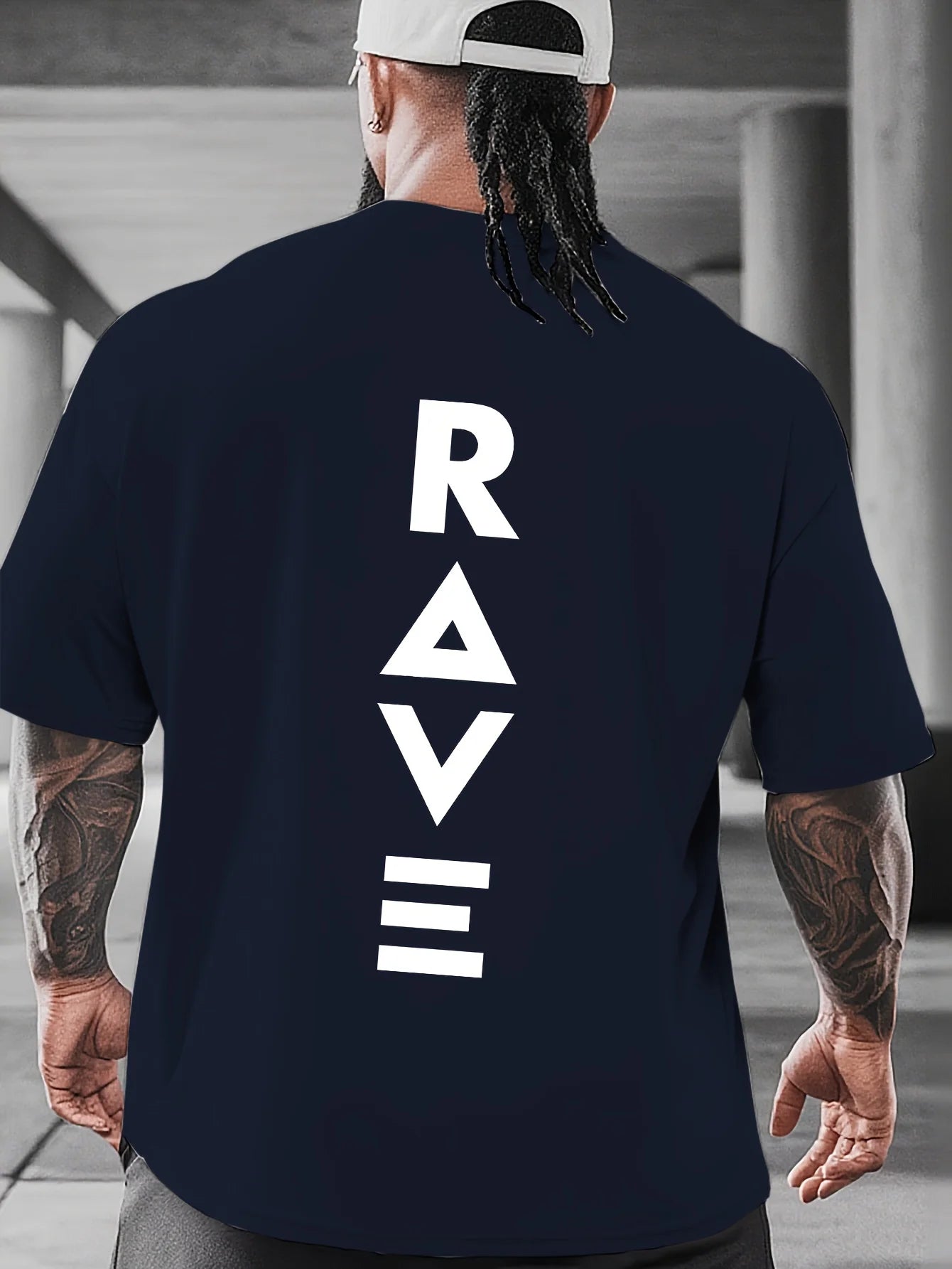 RAVE letter Men's T Shirt Fitness Sports Cotton Tee Casual Oversized O-Neck Summer Spring Loose Top Streetwear Trendy O-Neck Top