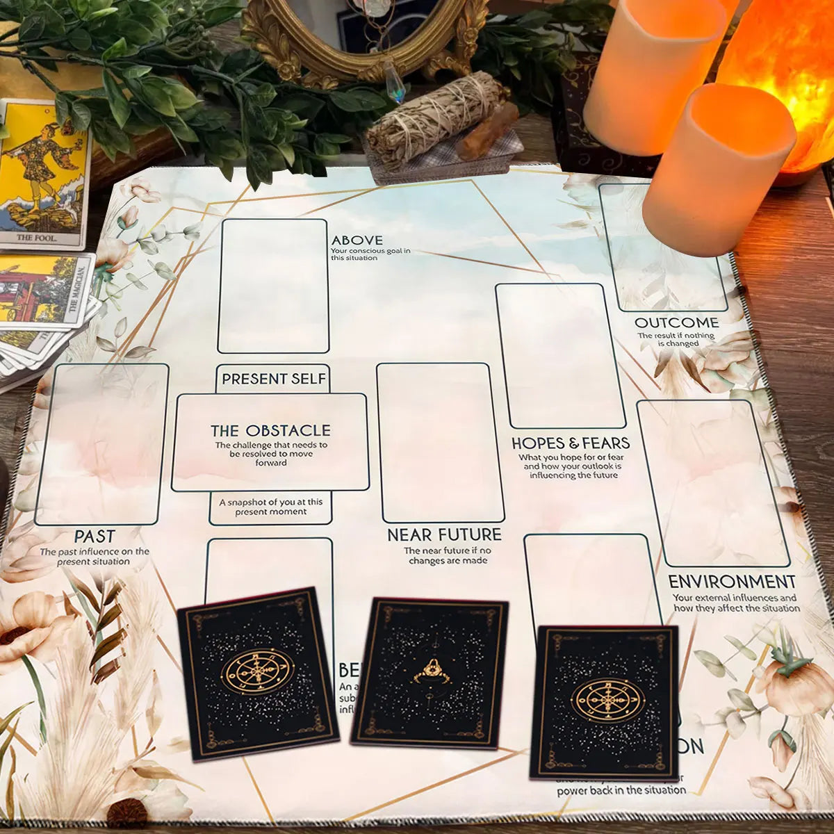 Celtic Cross Altar Cloth Tarot Card Table Cloth Witch Moon Divination Table Cover For Tarot Mat Witchy Gifts Decor Card Pad