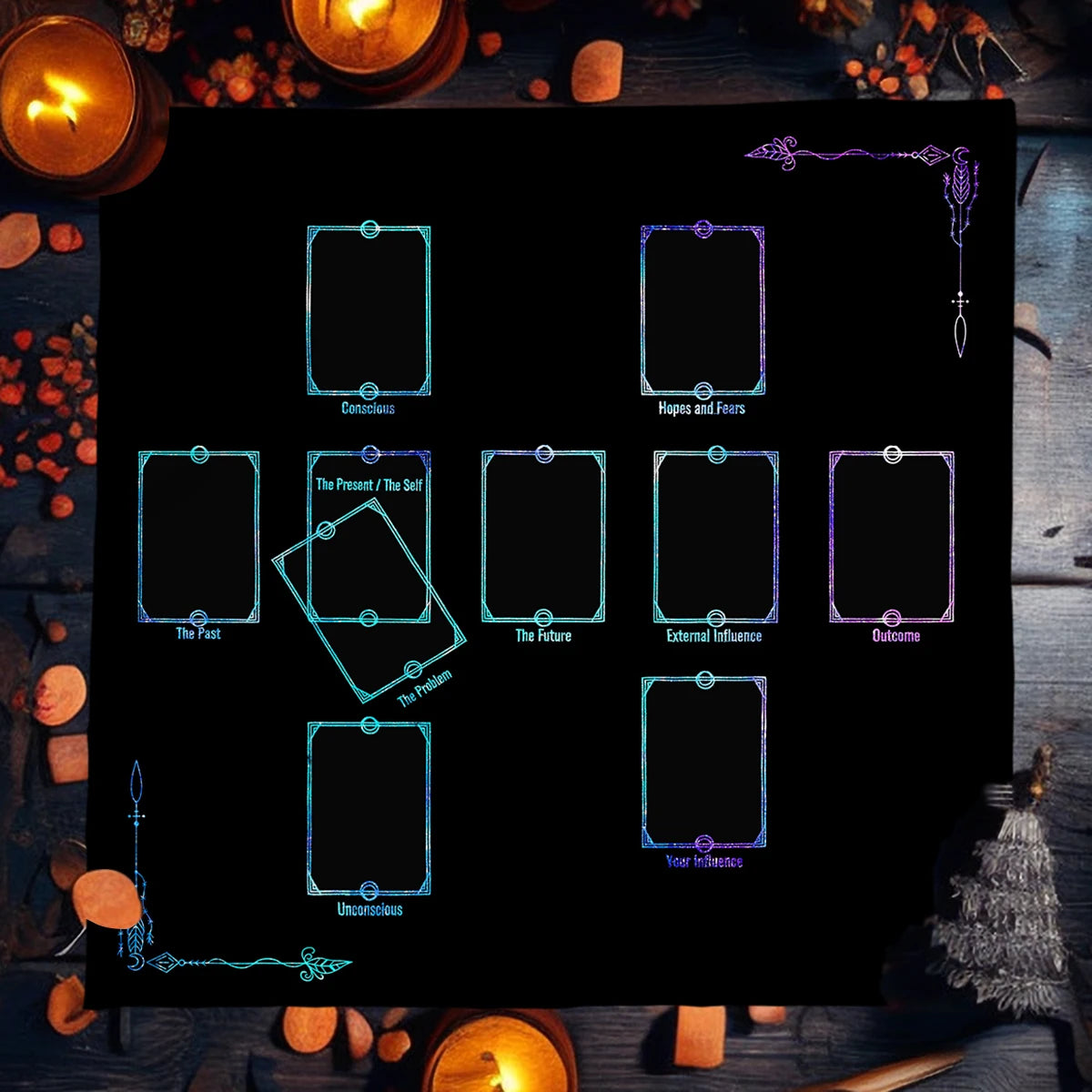 Celtic Cross Altar Cloth Tarot Card Table Cloth Witch Moon Divination Table Cover For Tarot Mat Witchy Gifts Decor Card Pad