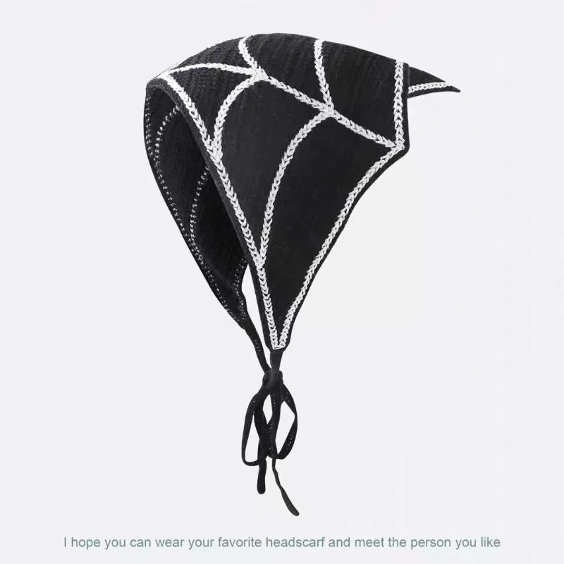 New Bat Halloween Bag Headscarf Hat Knitted Cotton Triangle Scarf Skull Spide Headband Headgear Women Girl All Saints Day Gift