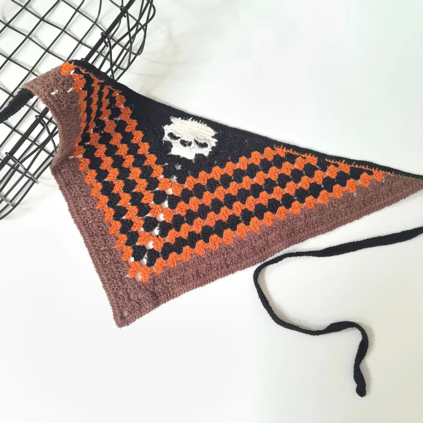 New Bat Halloween Bag Headscarf Hat Knitted Cotton Triangle Scarf Skull Spide Headband Headgear Women Girl All Saints Day Gift