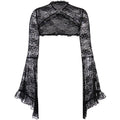 Lace Mall Gothic See Through Shrug Tops Grunge Aesthetic Black Flare Sleeve Crop Top Women Vintage Punk Sexy Clothing