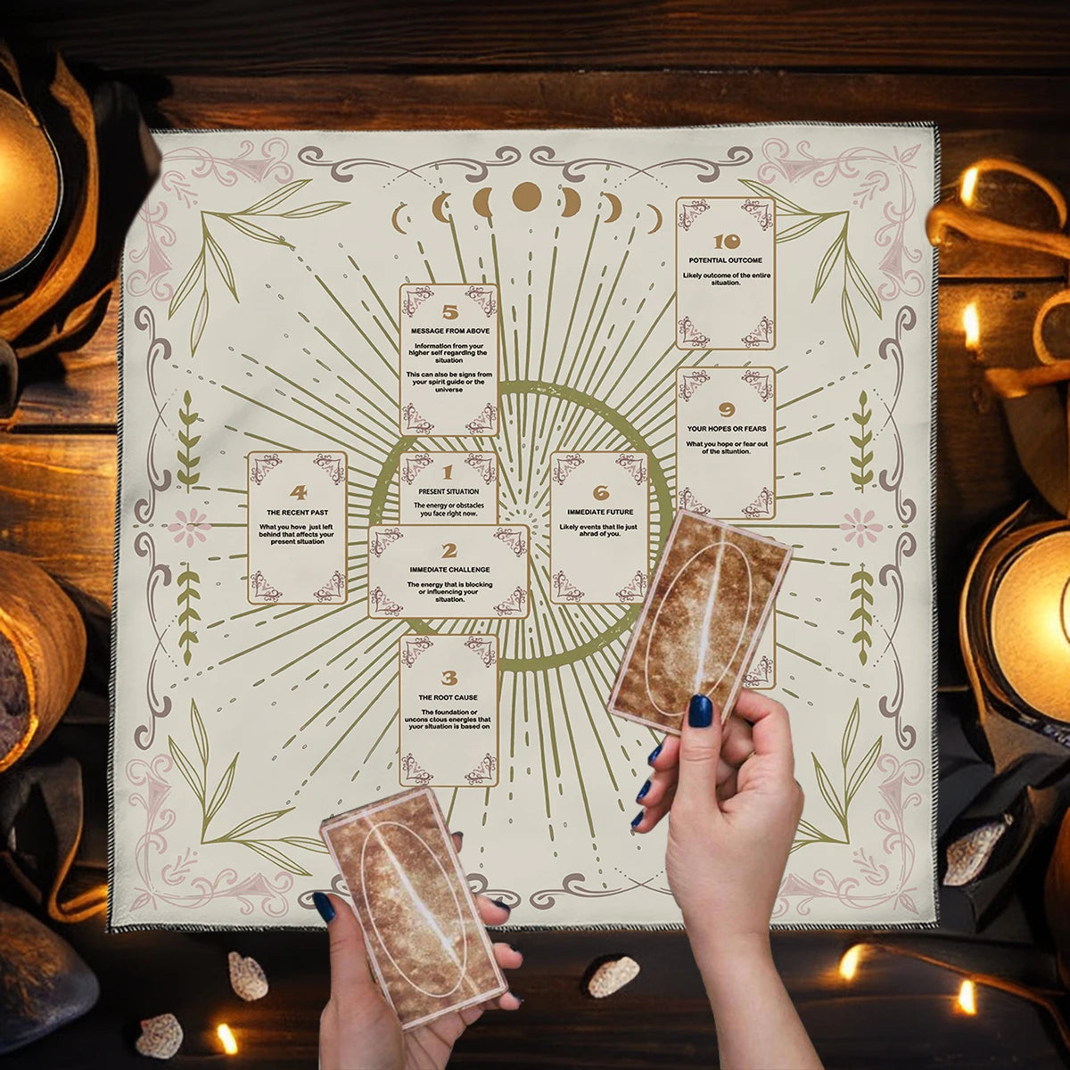 Celtic Cross Altar Cloth Tarot Card Table Cloth Witch Moon Divination Table Cover For Tarot Mat Witchy Gifts Decor Card Pad