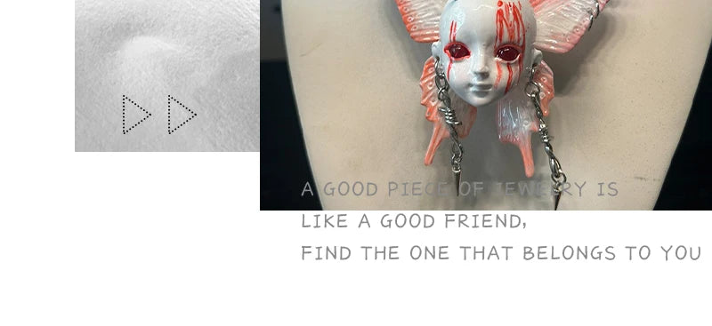 ZHUHE Face Doll Necklace Set New Gothic Style Jewelry Party Gift For Women And Men
