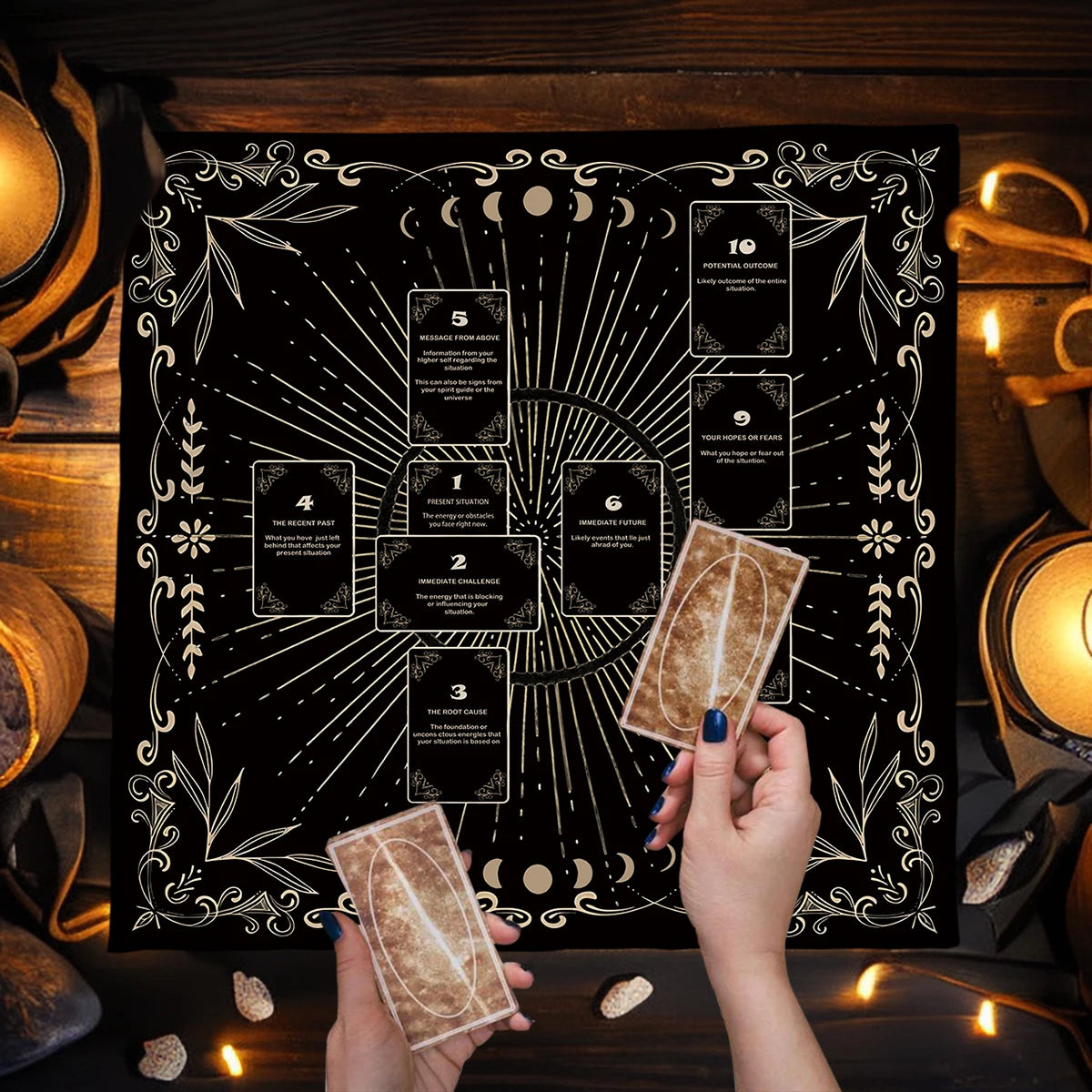 Celtic Cross Altar Cloth Tarot Card Table Cloth Witch Moon Divination Table Cover For Tarot Mat Witchy Gifts Decor Card Pad