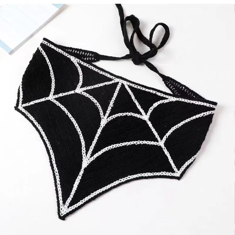 New Bat Halloween Bag Headscarf Hat Knitted Cotton Triangle Scarf Skull Spide Headband Headgear Women Girl All Saints Day Gift