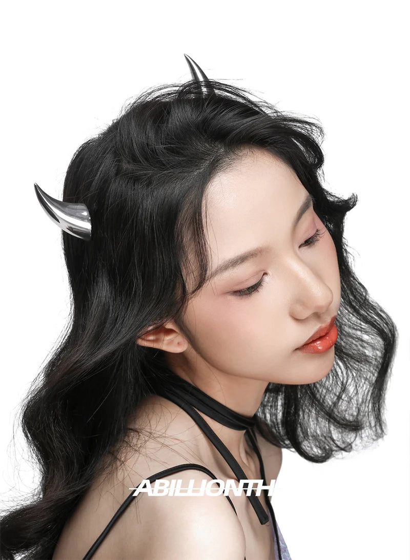 Punk HipHop Demon's Horn Metal Headband Hairpins Lucifer Anime Design For Women Men Girls Jewelry Accessories