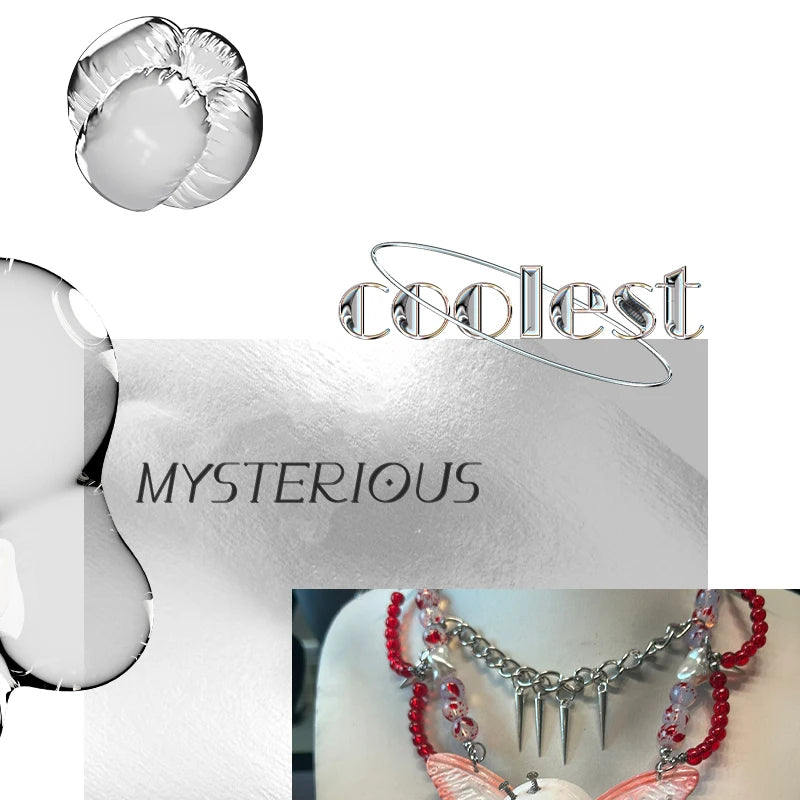 ZHUHE Face Doll Necklace Set New Gothic Style Jewelry Party Gift For Women And Men