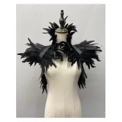 Black Feather Choker Collar Sexy Lace Women Neck Cover Punk Cape Shawl Party Cosplay Natural Feather With Lace Fake Collar