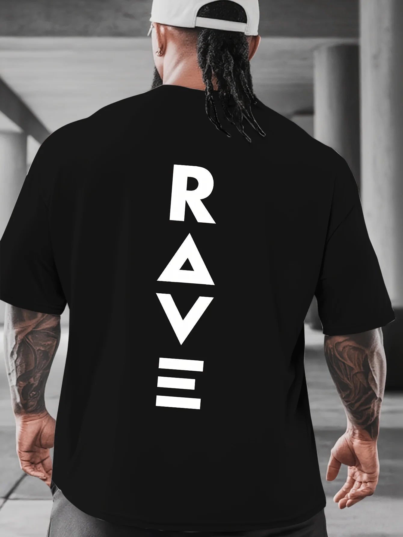 RAVE letter Men's T Shirt Fitness Sports Cotton Tee Casual Oversized O-Neck Summer Spring Loose Top Streetwear Trendy O-Neck Top