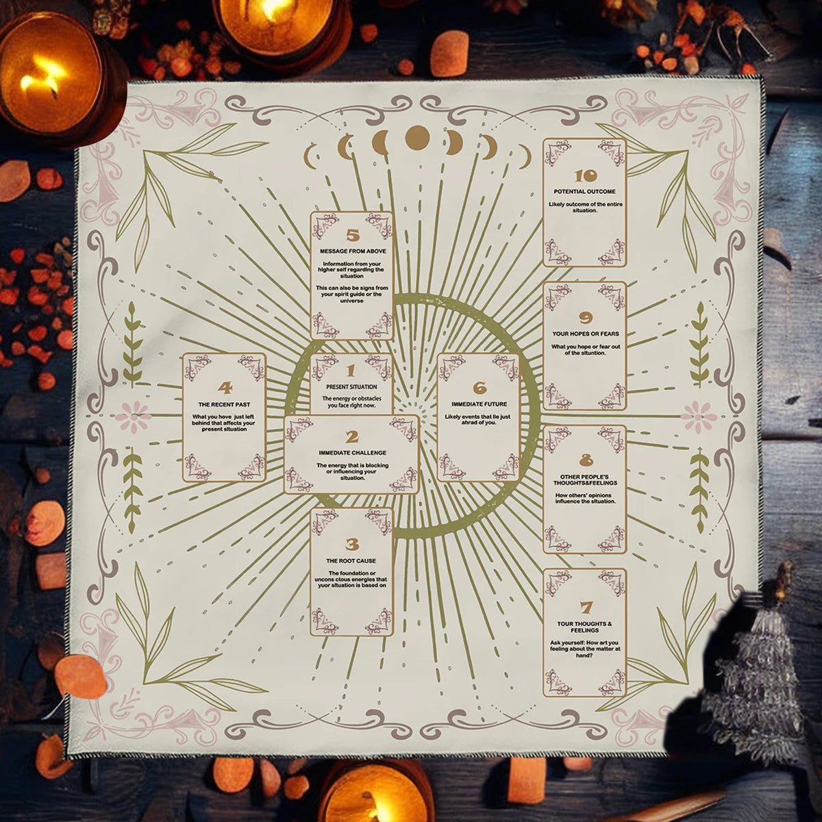 Celtic Cross Altar Cloth Tarot Card Table Cloth Witch Moon Divination Table Cover For Tarot Mat Witchy Gifts Decor Card Pad
