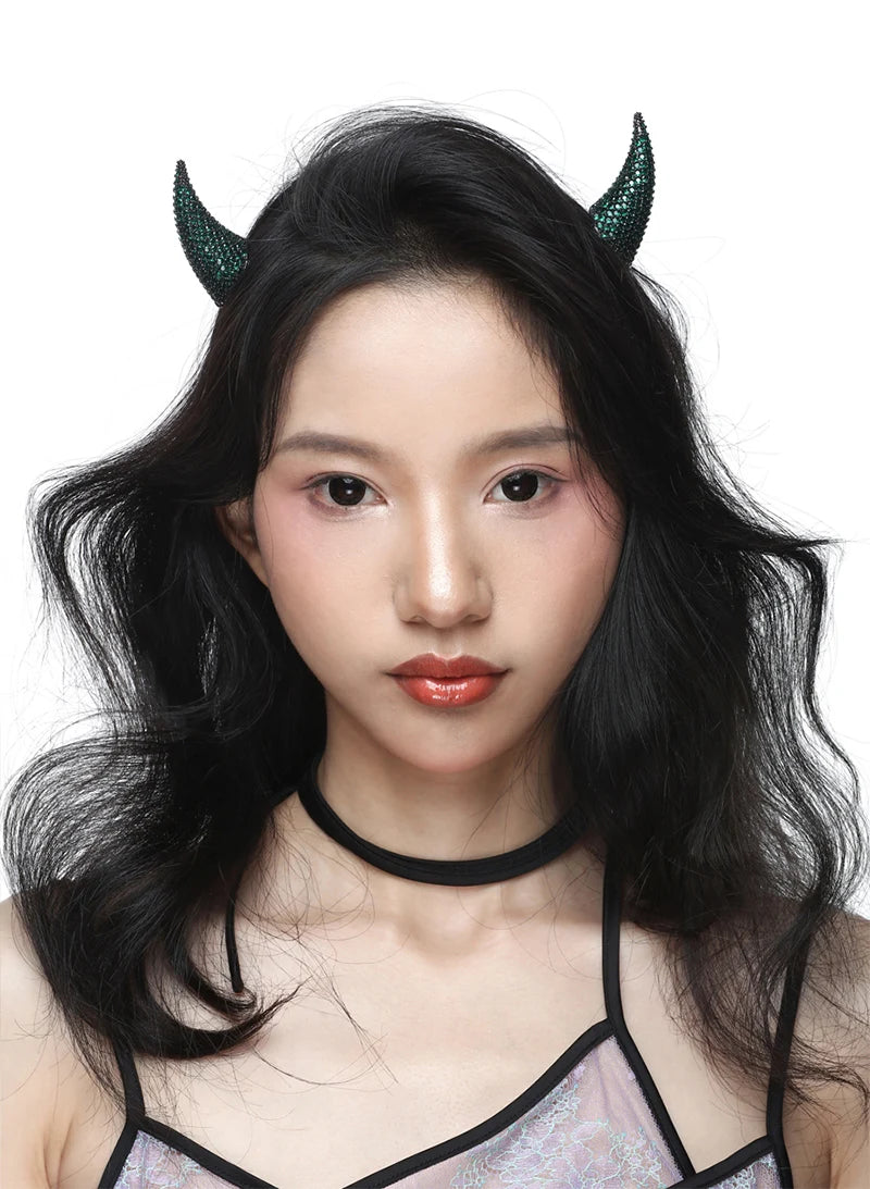 Punk HipHop Demon's Horn Metal Headband Hairpins Lucifer Anime Design For Women Men Girls Jewelry Accessories