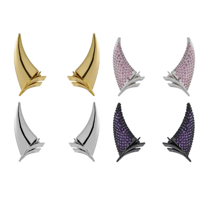 Punk HipHop Demon's Horn Metal Headband Hairpins Lucifer Anime Design For Women Men Girls Jewelry Accessories