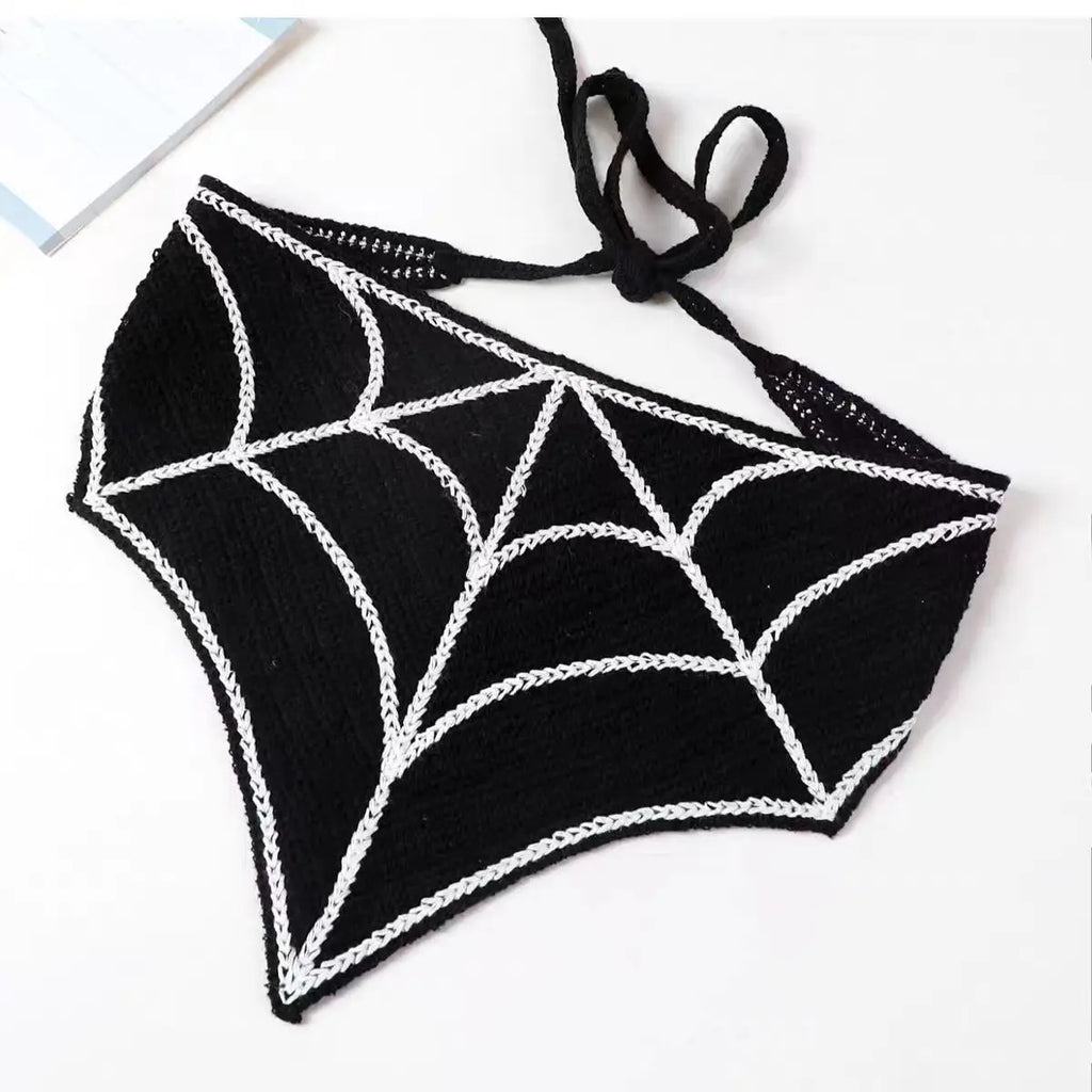 New Bat Halloween Bag Headscarf Hat Knitted Cotton Triangle Scarf Skull Spide Headband Headgear Women Girl All Saints Day Gift