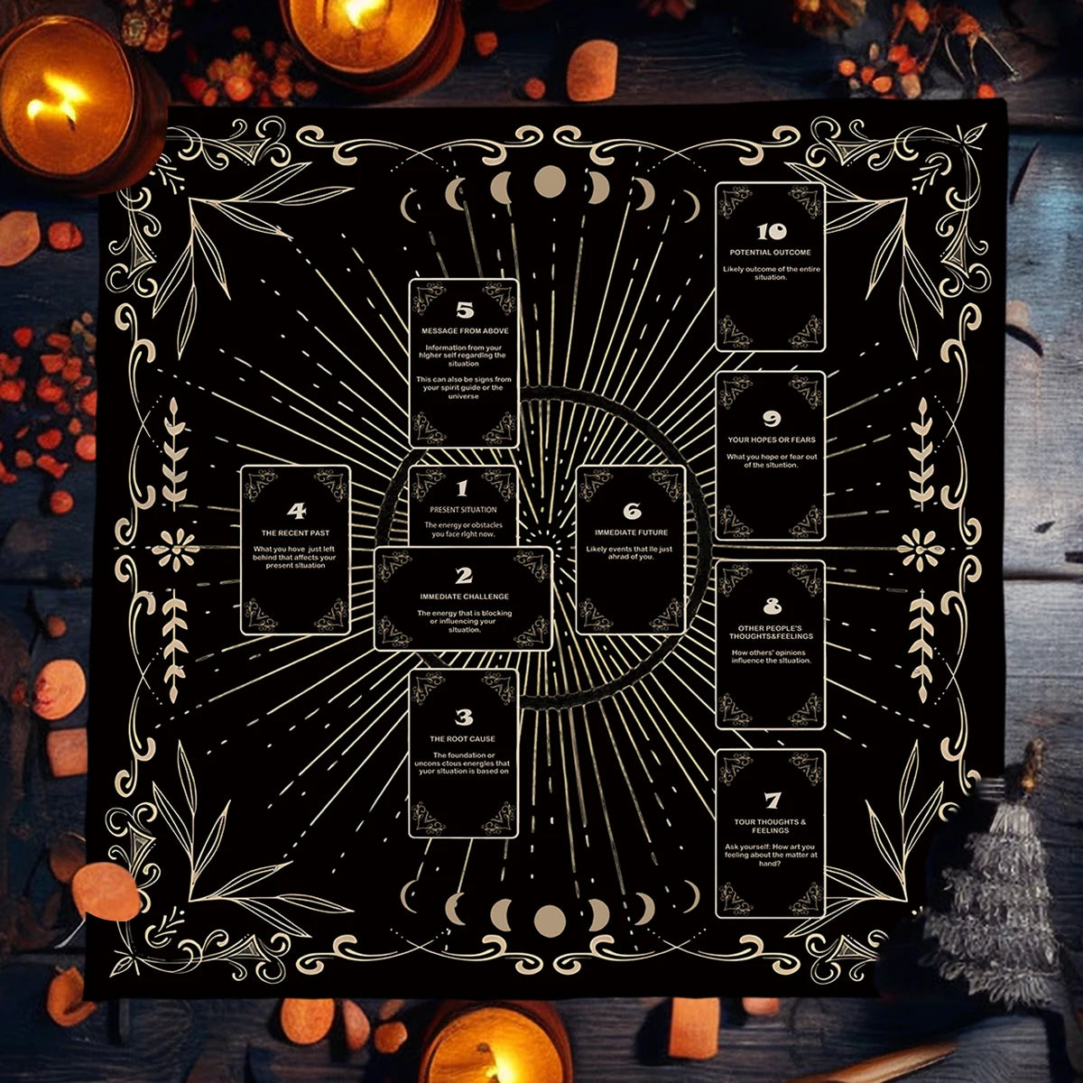 Celtic Cross Altar Cloth Tarot Card Table Cloth Witch Moon Divination Table Cover For Tarot Mat Witchy Gifts Decor Card Pad