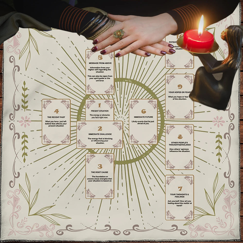 Celtic Cross Altar Cloth Tarot Card Table Cloth Witch Moon Divination Table Cover For Tarot Mat Witchy Gifts Decor Card Pad