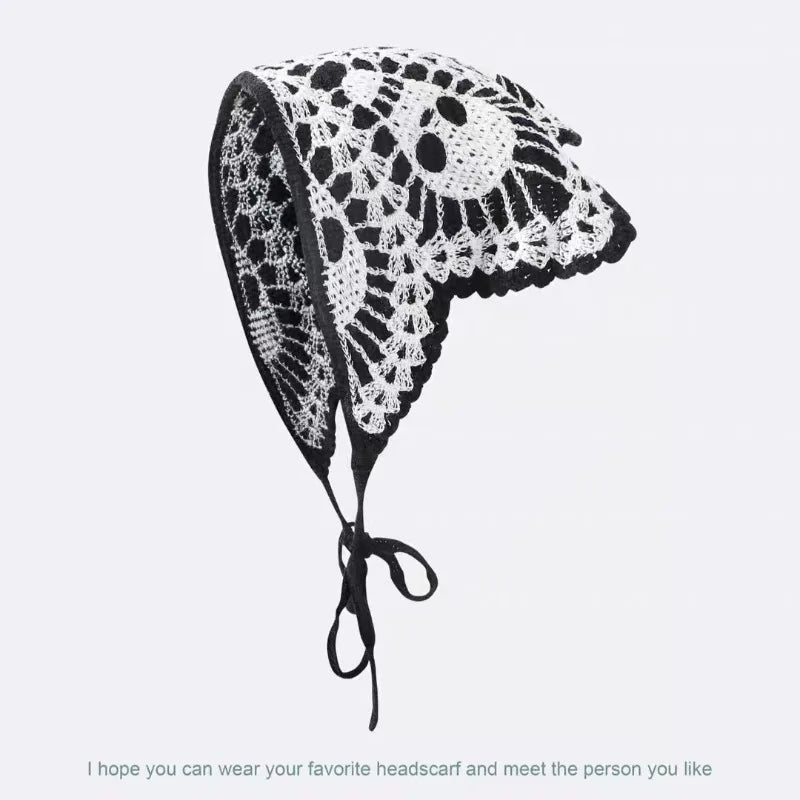 New Bat Halloween Bag Headscarf Hat Knitted Cotton Triangle Scarf Skull Spide Headband Headgear Women Girl All Saints Day Gift