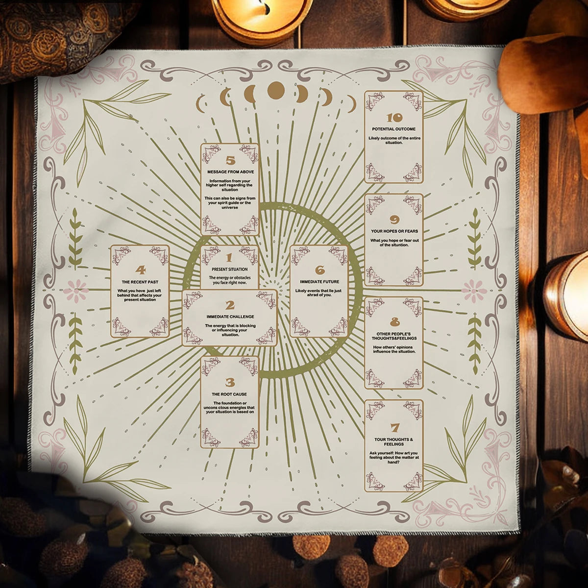 Celtic Cross Altar Cloth Tarot Card Table Cloth Witch Moon Divination Table Cover For Tarot Mat Witchy Gifts Decor Card Pad