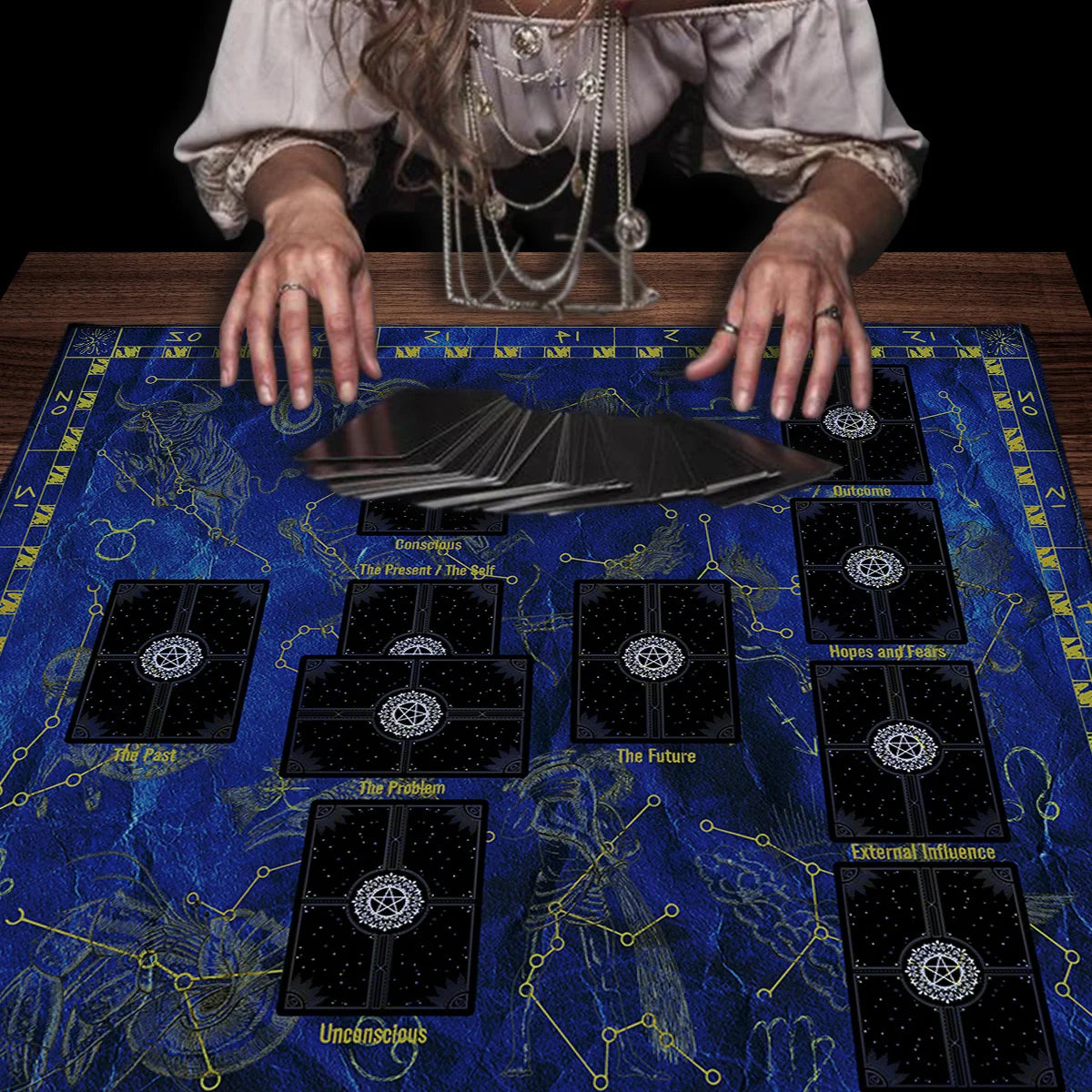 Celtic Cross Altar Cloth Tarot Card Table Cloth Witch Moon Divination Table Cover For Tarot Mat Witchy Gifts Decor Card Pad