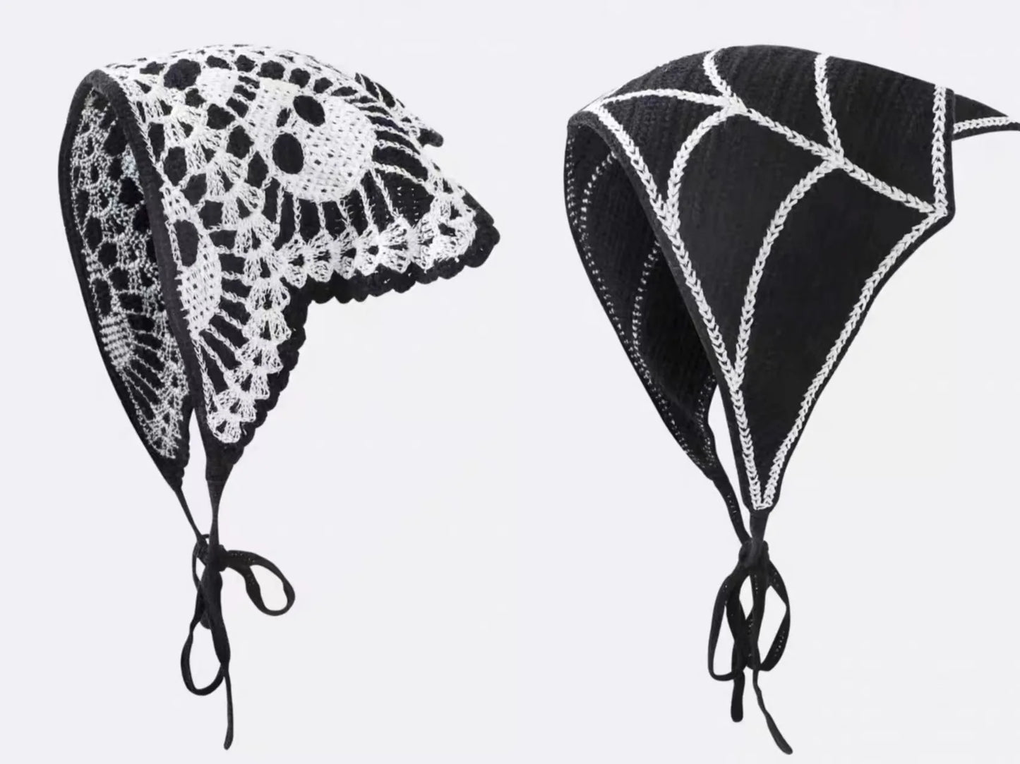 New Bat Halloween Bag Headscarf Hat Knitted Cotton Triangle Scarf Skull Spide Headband Headgear Women Girl All Saints Day Gift