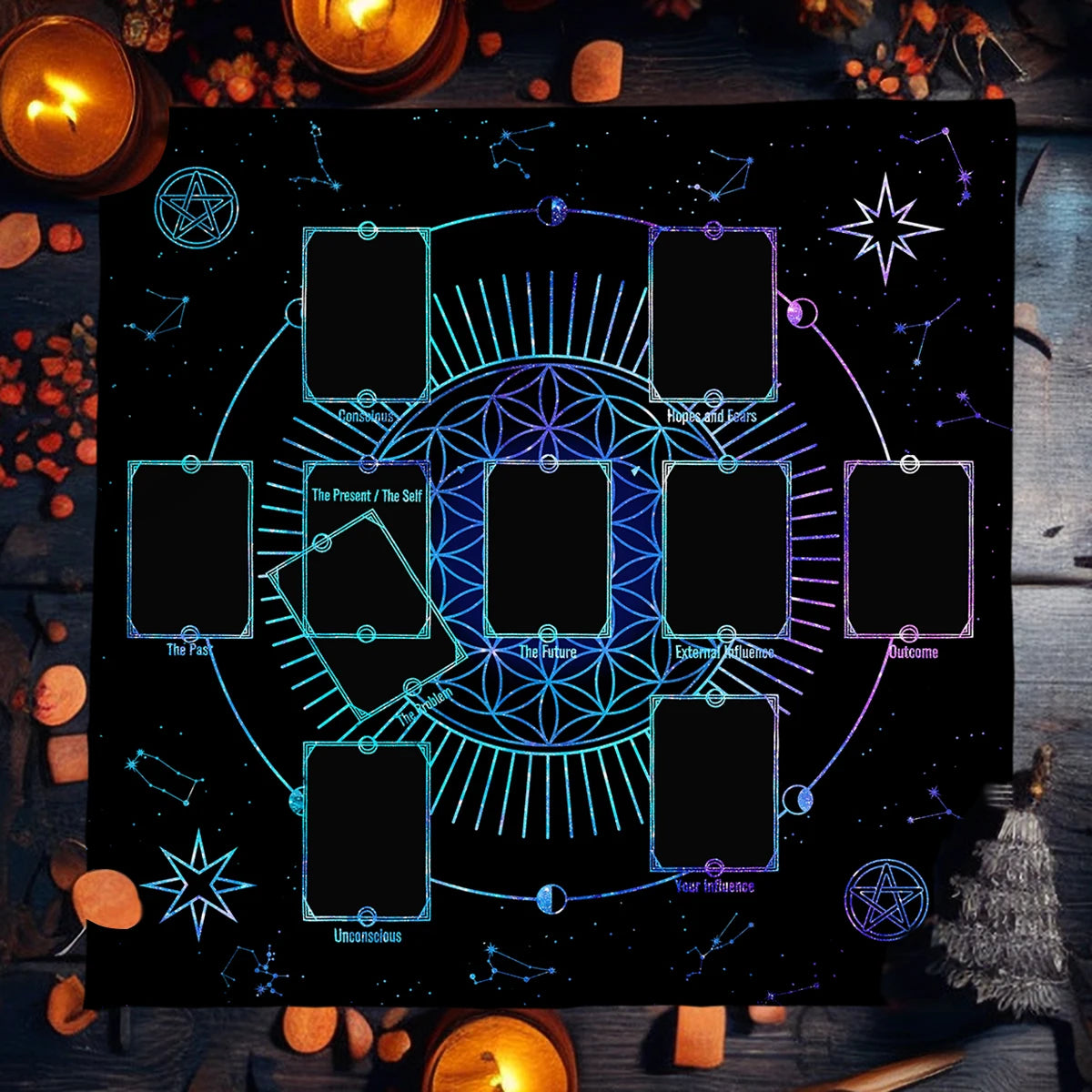 Celtic Cross Altar Cloth Tarot Card Table Cloth Witch Moon Divination Table Cover For Tarot Mat Witchy Gifts Decor Card Pad