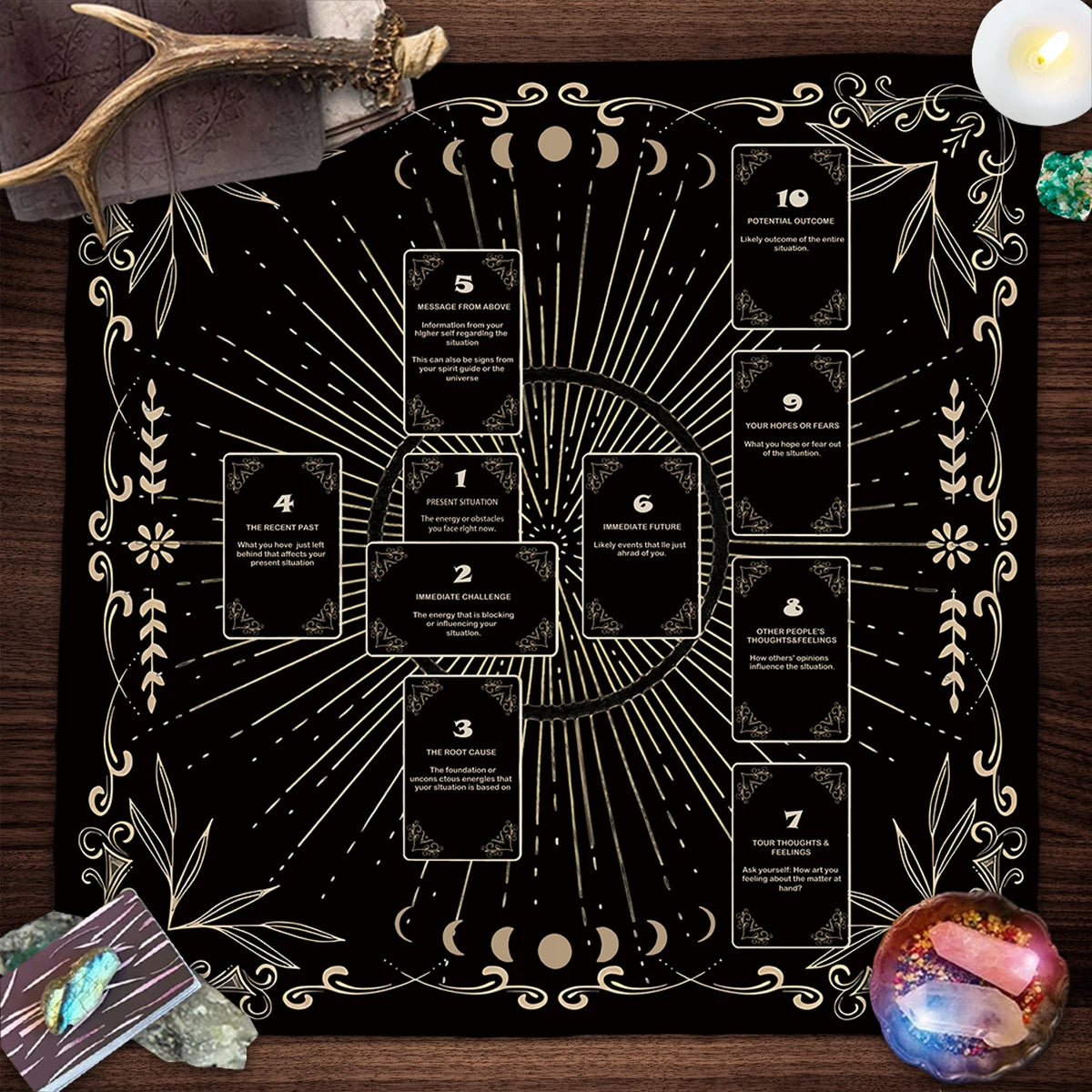 Celtic Cross Altar Cloth Tarot Card Table Cloth Witch Moon Divination Table Cover For Tarot Mat Witchy Gifts Decor Card Pad