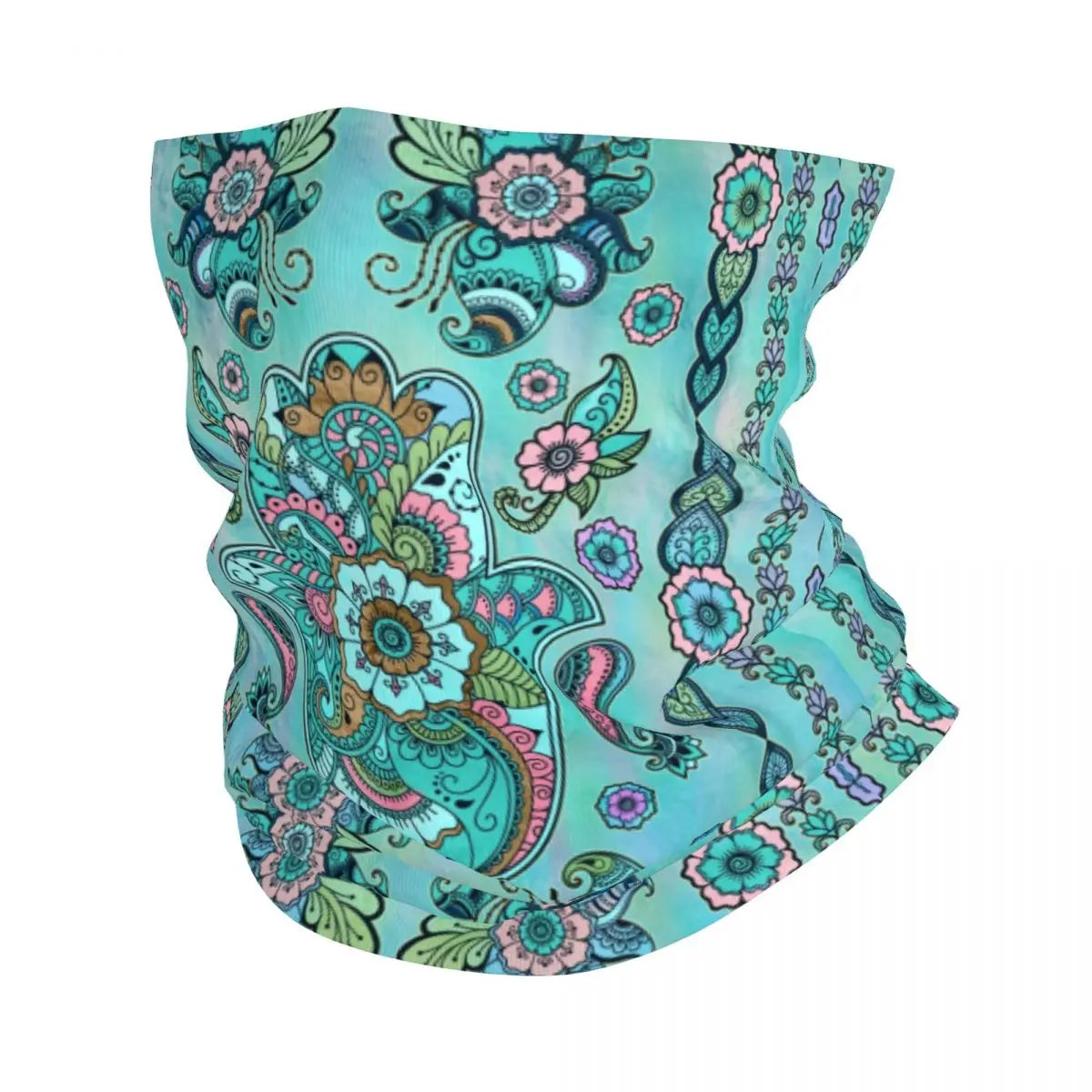 Hamsa Hand Bohemian Bandana Neck Gaiter Printed Hippie Mandala Paisley Boho Mask Scarf Balaclava Outdoor Sports Adult Windproof