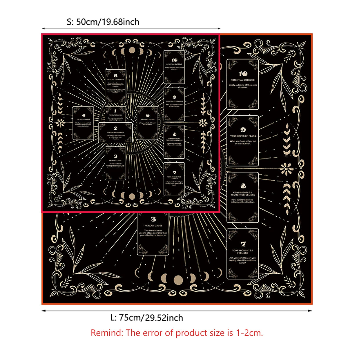 Celtic Cross Altar Cloth Tarot Card Table Cloth Witch Moon Divination Table Cover For Tarot Mat Witchy Gifts Decor Card Pad
