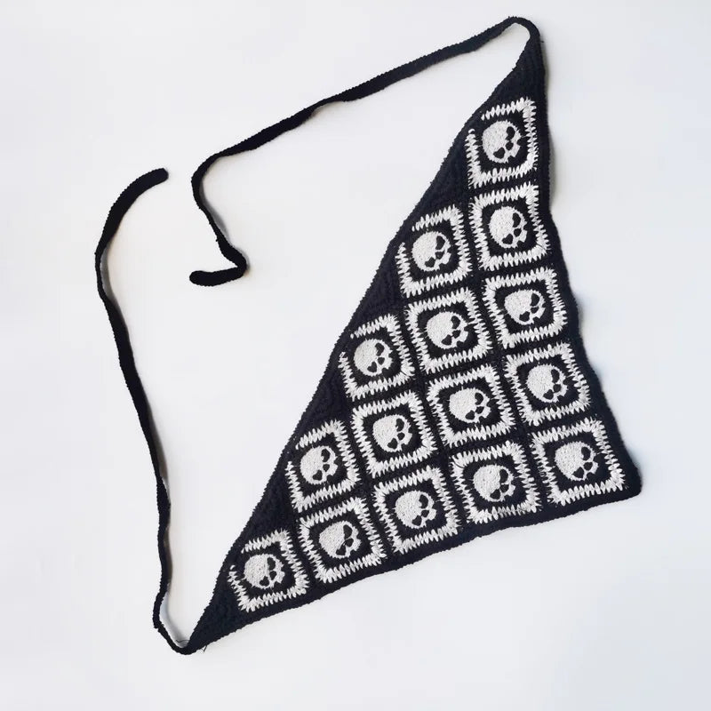 New Bat Halloween Bag Headscarf Hat Knitted Cotton Triangle Scarf Skull Spide Headband Headgear Women Girl All Saints Day Gift