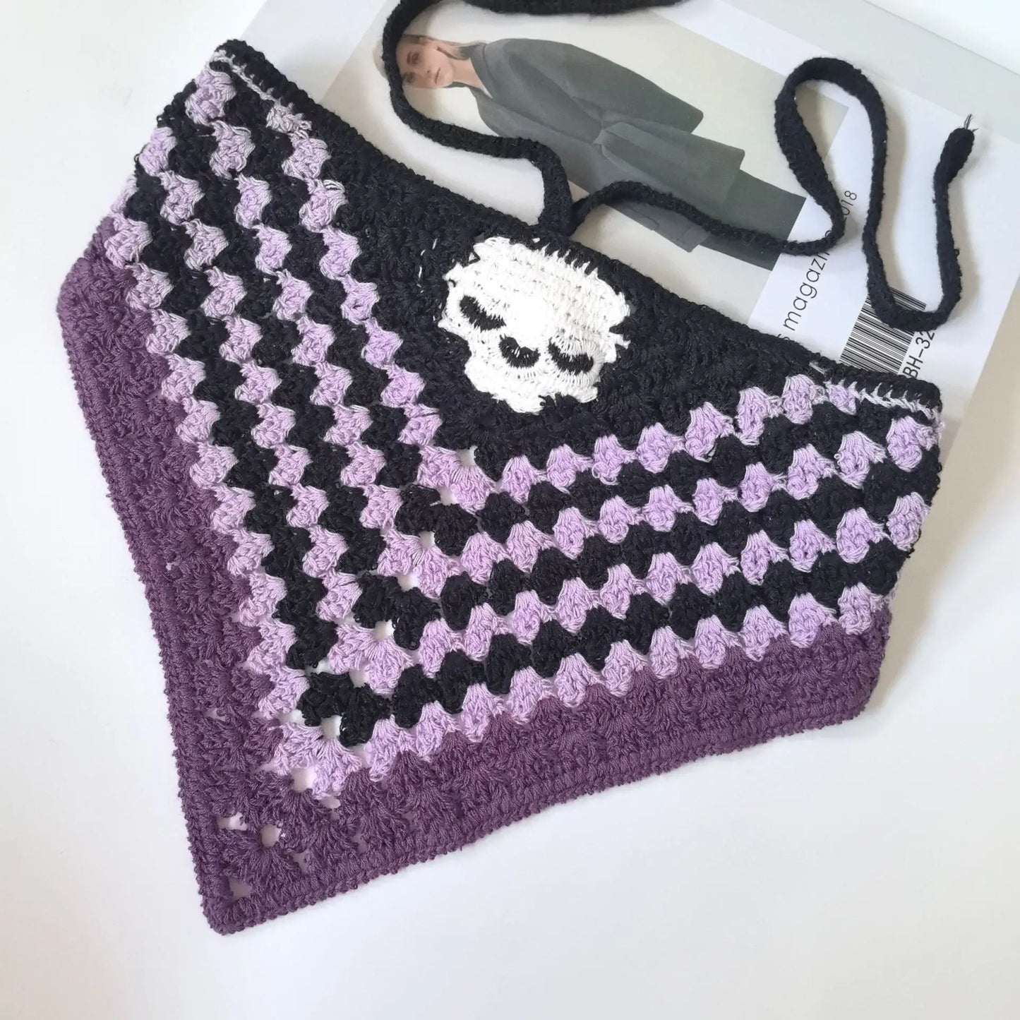 New Bat Halloween Bag Headscarf Hat Knitted Cotton Triangle Scarf Skull Spide Headband Headgear Women Girl All Saints Day Gift