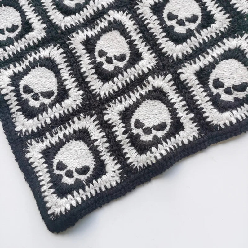 New Bat Halloween Bag Headscarf Hat Knitted Cotton Triangle Scarf Skull Spide Headband Headgear Women Girl All Saints Day Gift