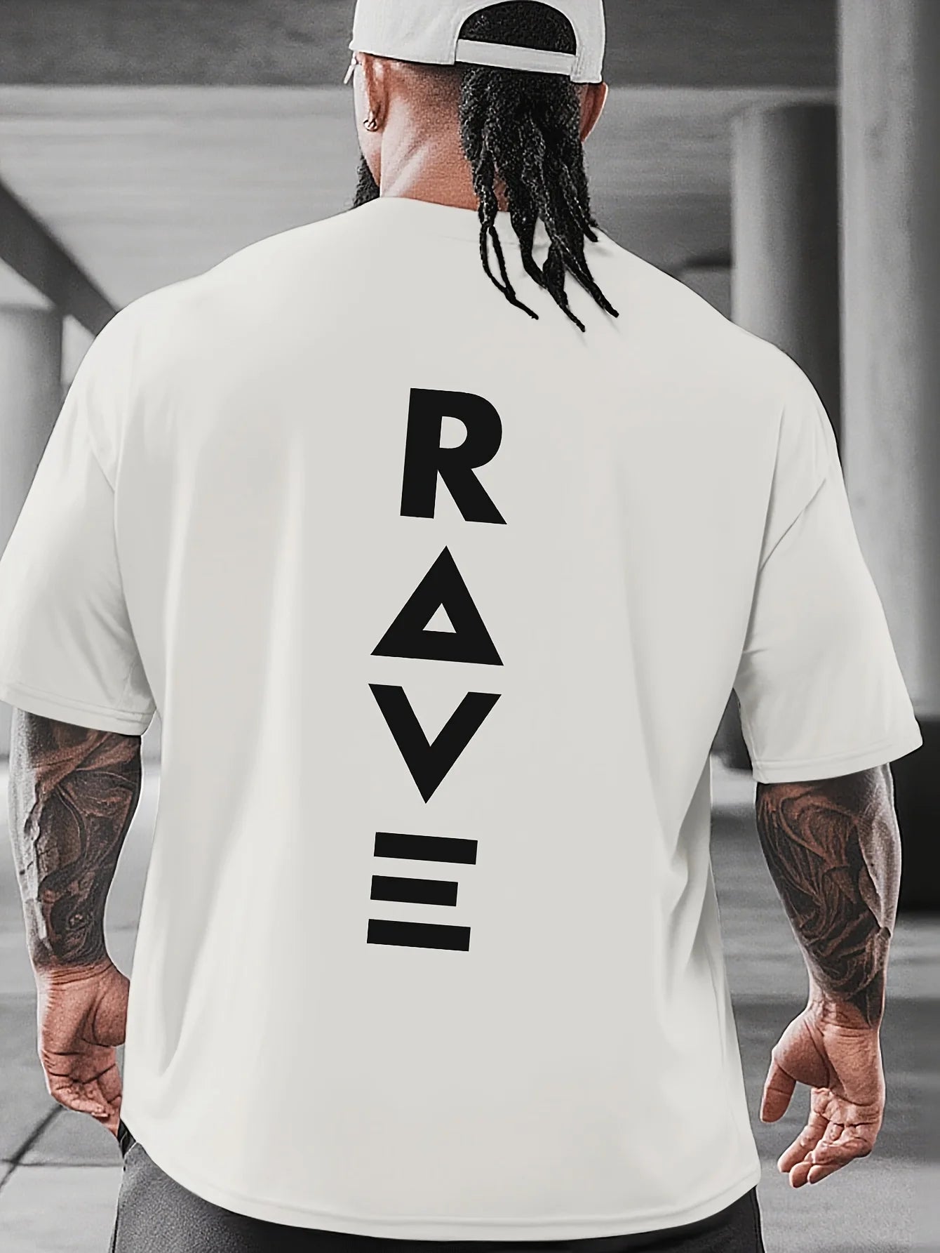 RAVE letter Men's T Shirt Fitness Sports Cotton Tee Casual Oversized O-Neck Summer Spring Loose Top Streetwear Trendy O-Neck Top