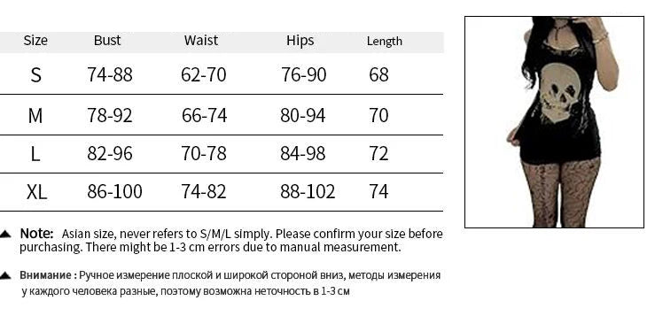 2024 New Retro Punk Gothic Dress Women Streetwear Harajuku Skull Printed Sleeveless High Waist Bodycon Dress Grunge Rave Outfits