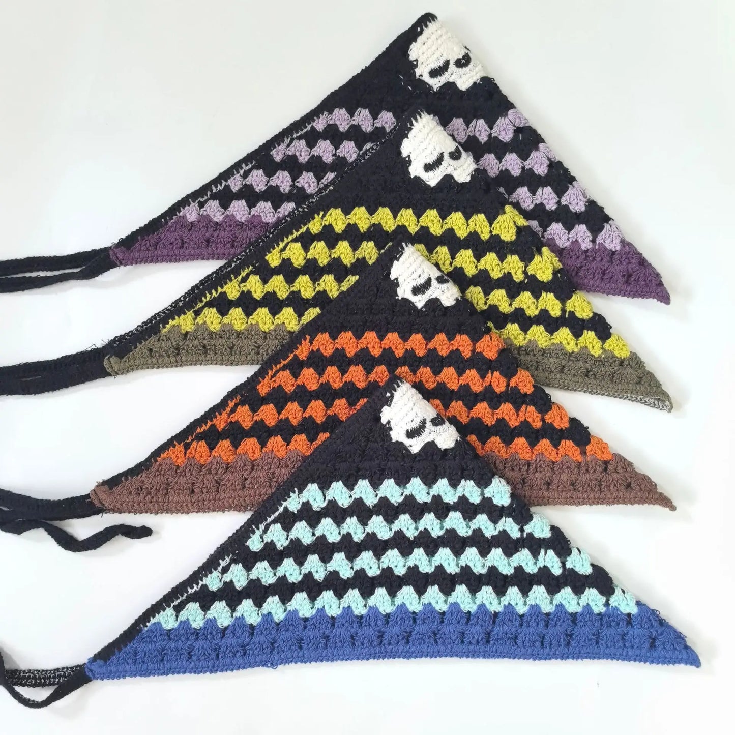New Bat Halloween Bag Headscarf Hat Knitted Cotton Triangle Scarf Skull Spide Headband Headgear Women Girl All Saints Day Gift