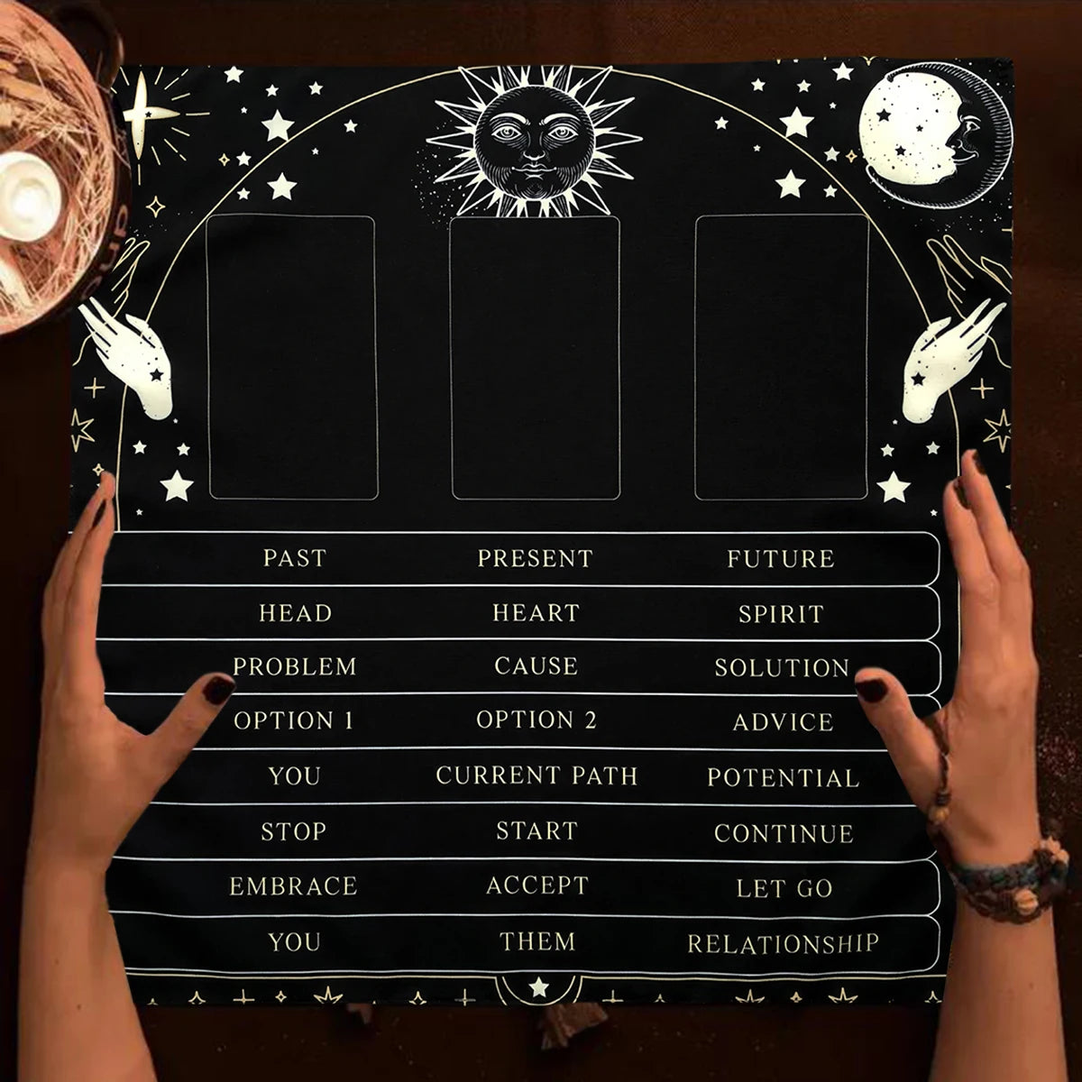 Celtic Cross Altar Cloth Tarot Card Table Cloth Witch Moon Divination Table Cover For Tarot Mat Witchy Gifts Decor Card Pad