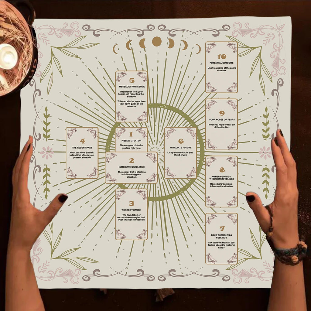 Celtic Cross Altar Cloth Tarot Card Table Cloth Witch Moon Divination Table Cover For Tarot Mat Witchy Gifts Decor Card Pad