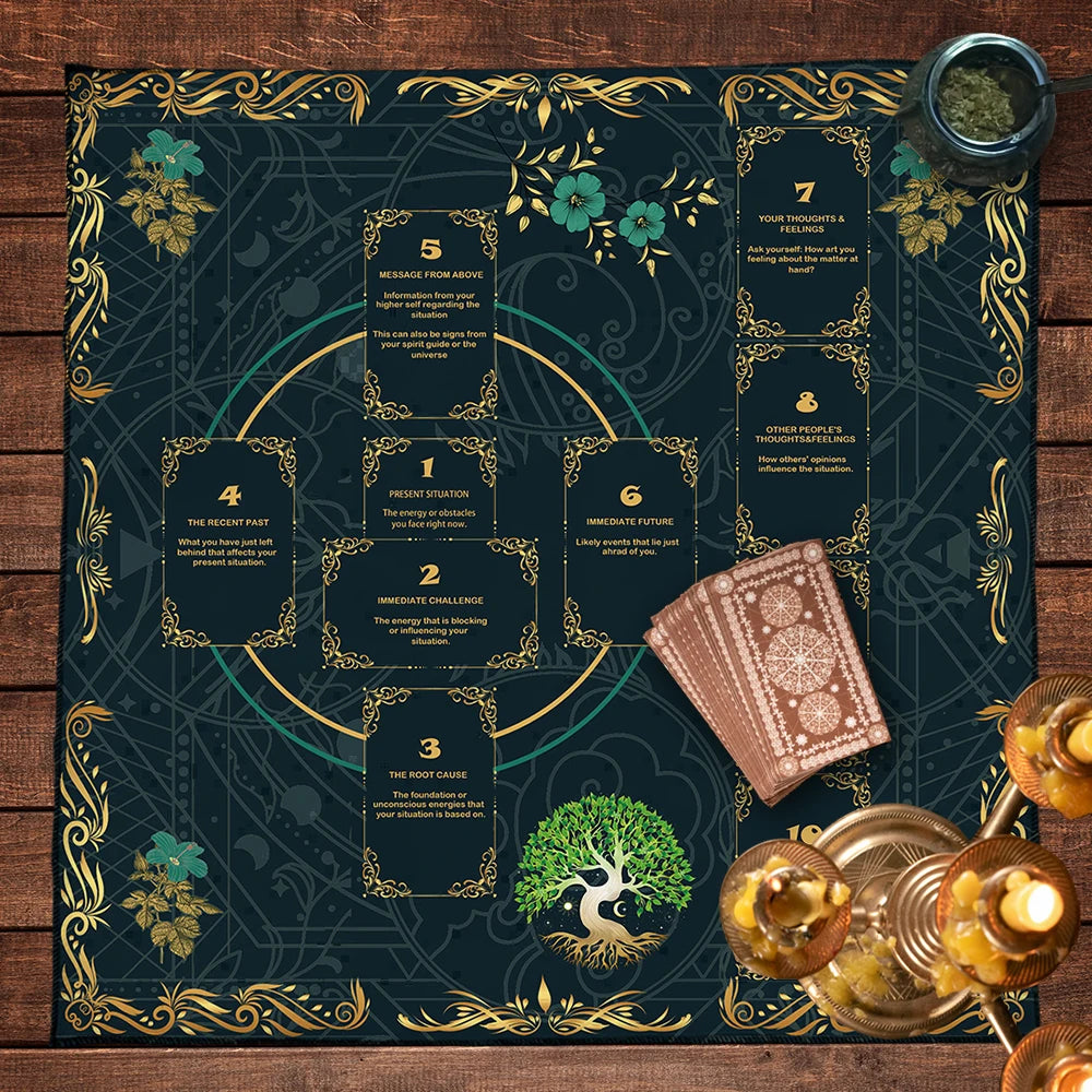 Celtic Cross Altar Cloth Tarot Card Table Cloth Witch Moon Divination Table Cover For Tarot Mat Witchy Gifts Decor Card Pad